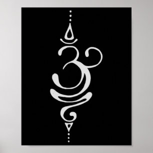 Poster Symbole de méditation de yoga Om respirer en sansk
