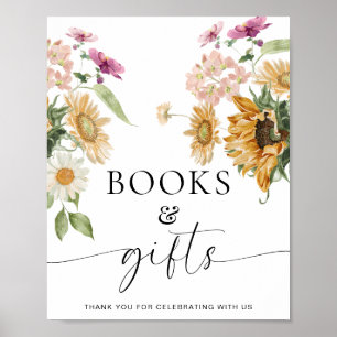 Poster Symbole de Mews Sunflower Fall Floral Books and Gi