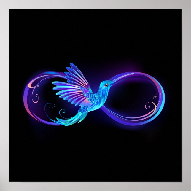Poster Symbole de Neon Infinity par Glowing Hummingbird (Devant)
