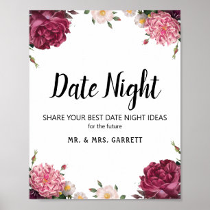 Poster Symbole de nuit Burgundy et Rose