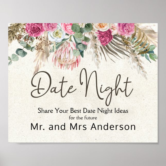 Poster Symbole de nuit Pastel Boho Neutral Floral (Devant)