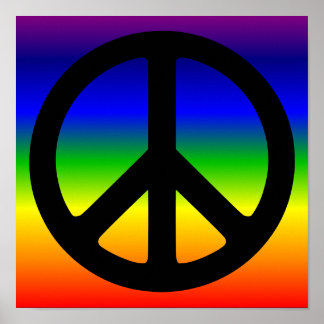 Poster Symbole de paix arc-en-ciel et noir