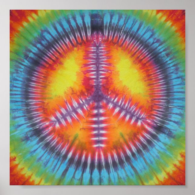 Poster SYMBOLE DE PAIX arc-en-ciel Tie Dye (Devant)