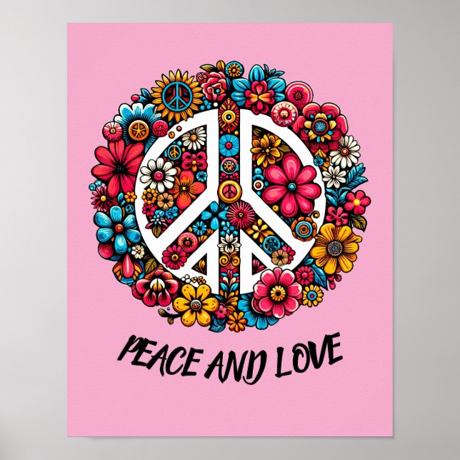 Poster symbole de paix floral couleur illustration art (Devant)