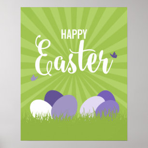 Poster Symbole de Pâques Ultra Violet & Vert Joyeux