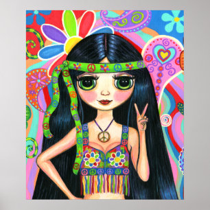 Poster SYMBOLE DE PÂTE DE FEMME HAUTE-FILLE Psychédélique