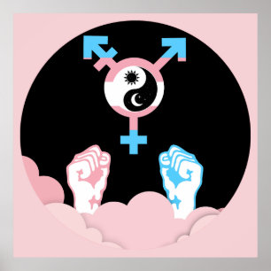 Poster Symbole de pouvoir et d'équilibre Soleil et Lune S