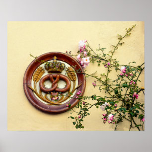 Poster Symbole de Pretzel couronné et Rose