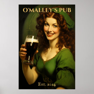Poster Symbole de pub irlandais personnalisé   Saint Patr