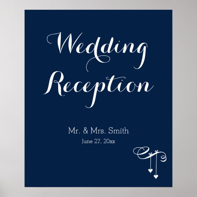 Poster Symbole de réception customisé Marine Blue Wedding (Devant)