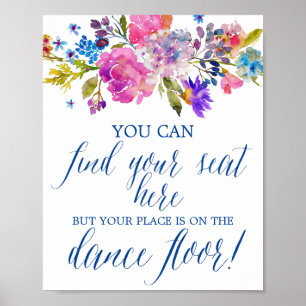 Poster Symbole de réception de mariage aux fleurs violett
