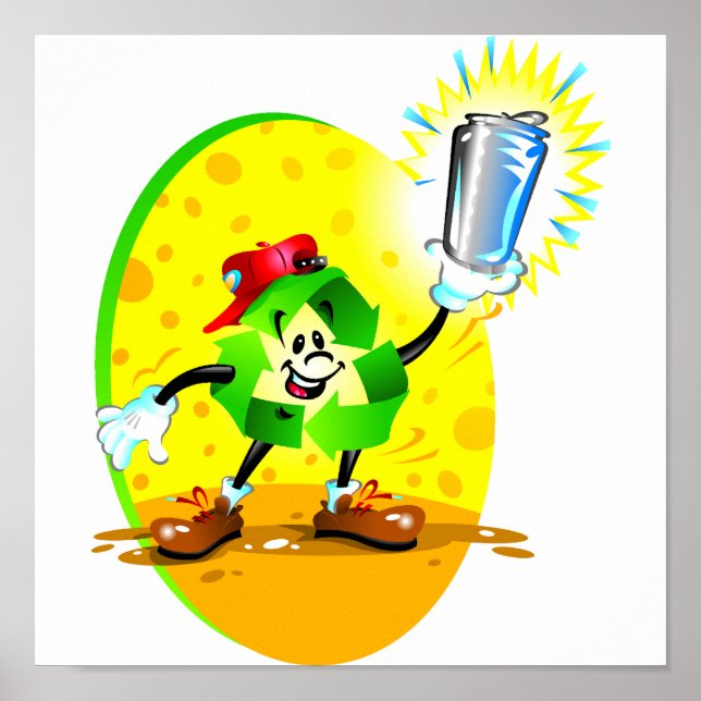Poster Symbole de recyclage Animé avec boîte en aluminium (Devant)