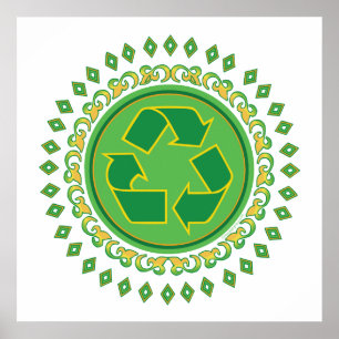 Poster SYMBOLE DE RECYCLAGE DE Médallion