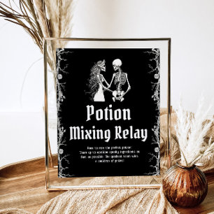 Poster Symbole de relais mixte de squelette d'Halloween