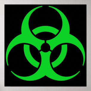 Poster Symbole de risque biologique vert