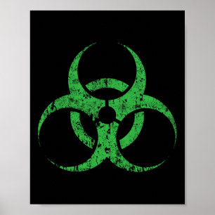 Poster Symbole de risque biologique Vintage vert drôle Ha