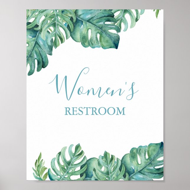 Poster Symbole de salle de bain de mariage tropical (Devant)