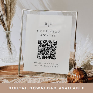 Poster Symbole de siège Mariage de code QR de Black & Ecr