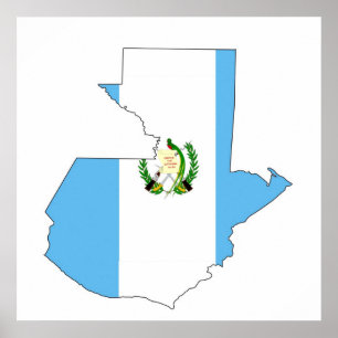 Poster symbole de silhouette de forme de carte de drapeau