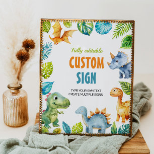 Poster Symbole de table de fête d'anniversaire des dinosa