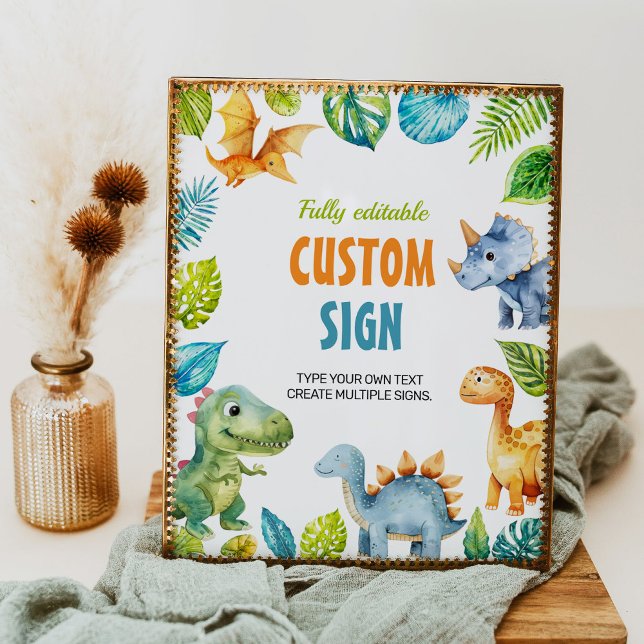 Poster Symbole de table de fête d'anniversaire des dinosa (Créateur téléchargé)