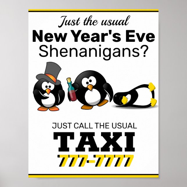 Poster Symbole de taxi pour les bars (Devant)