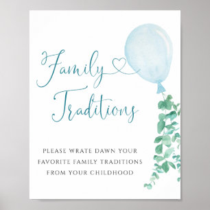 Poster Symbole de tradition familiale de ballons bleu ver