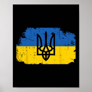 Poster Symbole de trident du drapeau ukrainien Tryzub ukr