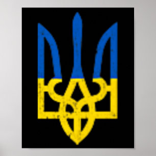 Poster Symbole de trident ukrainien - Drapeau ukrainien S