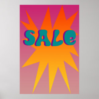 Poster Symbole de vente Funky Starburst