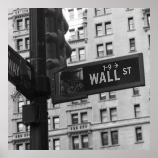 Poster Symbole de Wall Street Photographie noir et blanc (Devant)