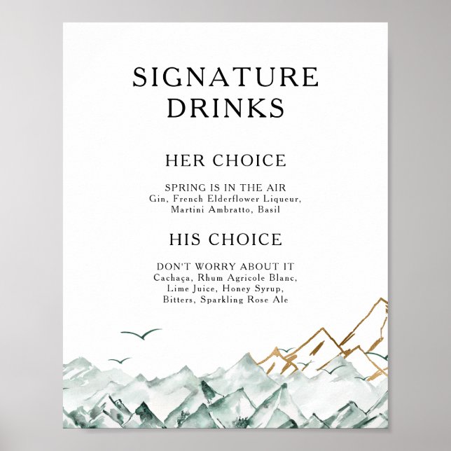 Poster Symbole des boissons Green et Gold Mountain (Devant)
