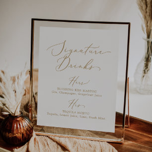 Poster Symbole des boissons signature de Delicate Gold