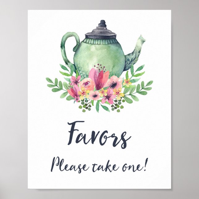 Poster Symbole des faveurs de la théière de l'aquarelle (Devant)