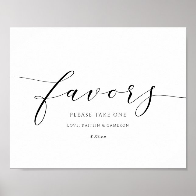 Poster Symbole des faveurs de mariage Élégant Script de l (Devant)