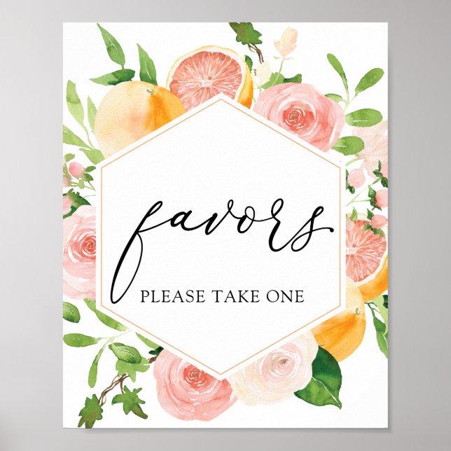 Poster Symbole des Faveurs des agrumes roses (Devant)