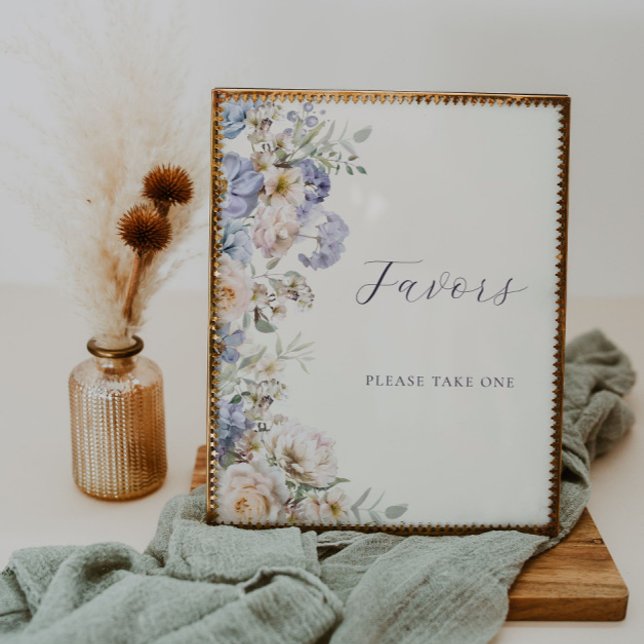 Poster Symbole des Faveurs Florales Crème Bleue Dusty (Créateur téléchargé)