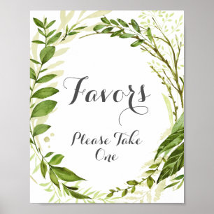Poster Symbole des Faveurs Mariage Feuille Verte Rustique