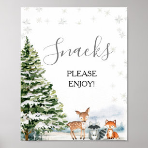 Poster Symbole des snacks d'hiver des animaux à feuillage