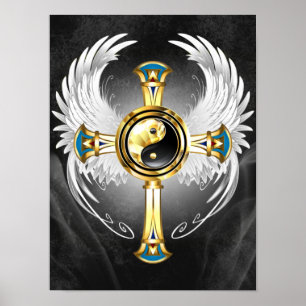 Poster SYMBOLE DEVINE YIN Yang EN OR égyptien