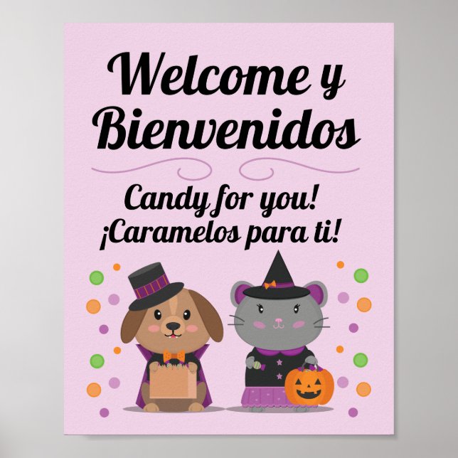 Poster SYMBOLE D'Halloween bilingue espagnol-anglais (Devant)