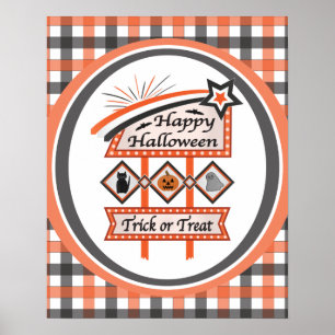 Poster Symbole d'Halloween Vintage rétro - Tricoter ou tr