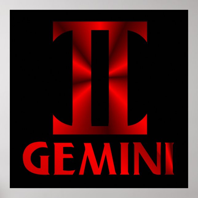 Poster Symbole d'horoscope Gemini rouge (Devant)