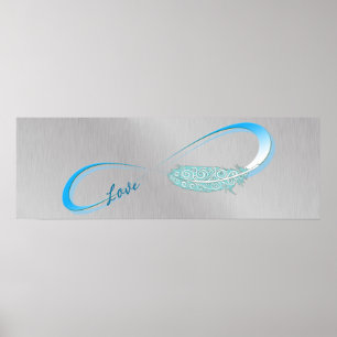 Poster Symbole d'infini avec amour et plume