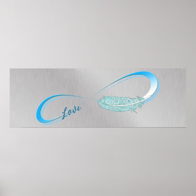 Poster Symbole d'infini avec amour et plume (Devant)
