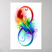 Symbole d'infini avec plume arc-en-ciel