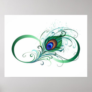 Poster Symbole d'infini avec plume de paon