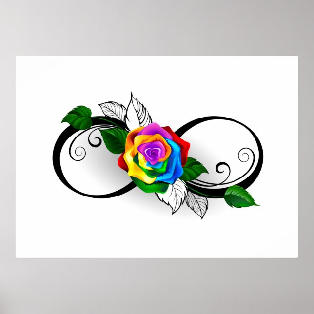 Poster Symbole d'infini avec Rose arc-en-ciel (Devant)