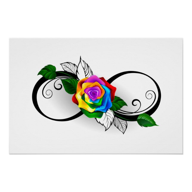 Poster Symbole d'infini avec Rose arc-en-ciel (Devant)