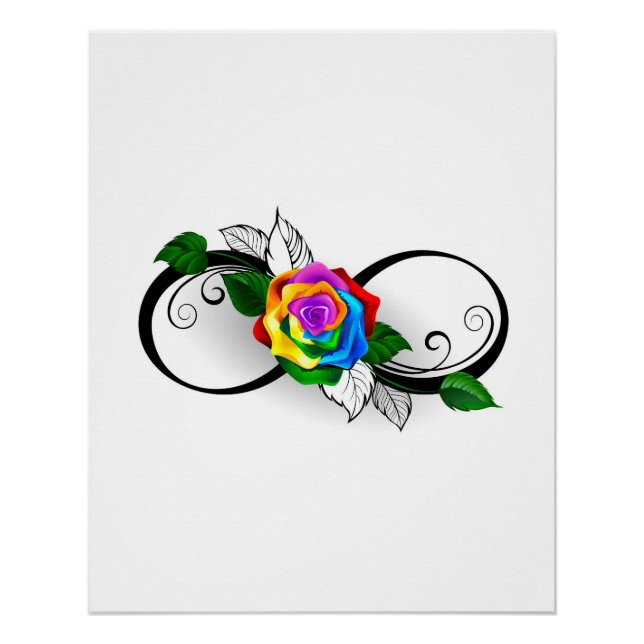 Poster Symbole d'infini avec Rose arc-en-ciel (Devant)